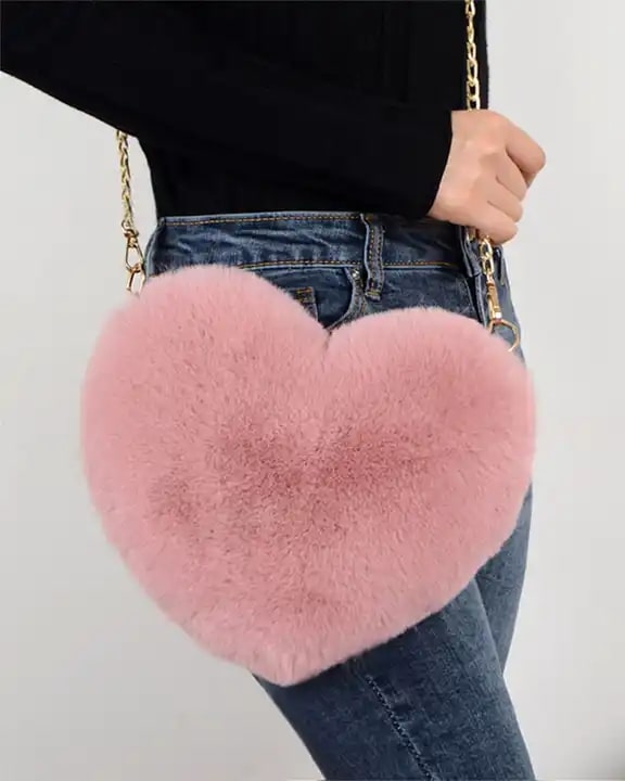 Sacs à bandoulière en peluche en forme de cœur pour filles