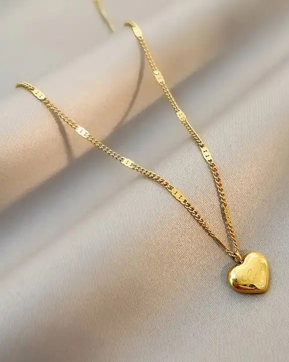 Collier avec coeur d'amour pour femme  En Acier Inoxydable 