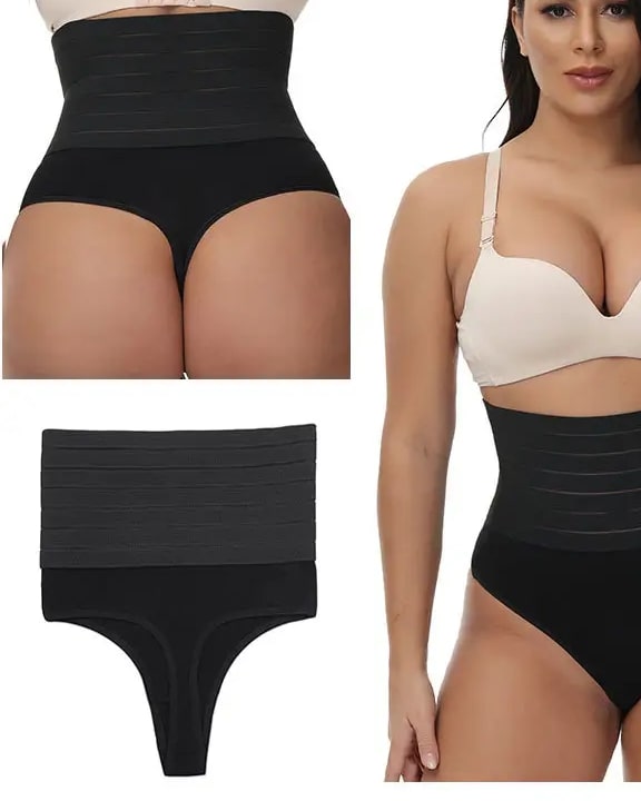 Culotte g-string pour femmes, taille haute, moulante, amincissante, contrôle du ventre