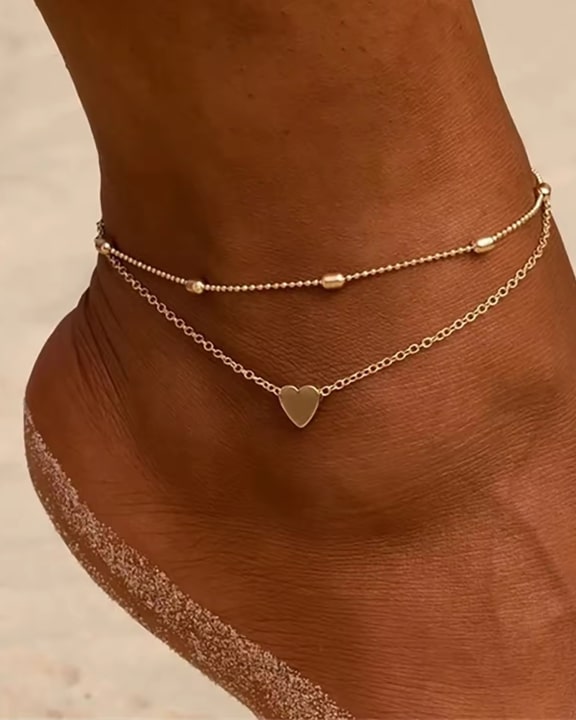 heart anklets for women Double layer anklets