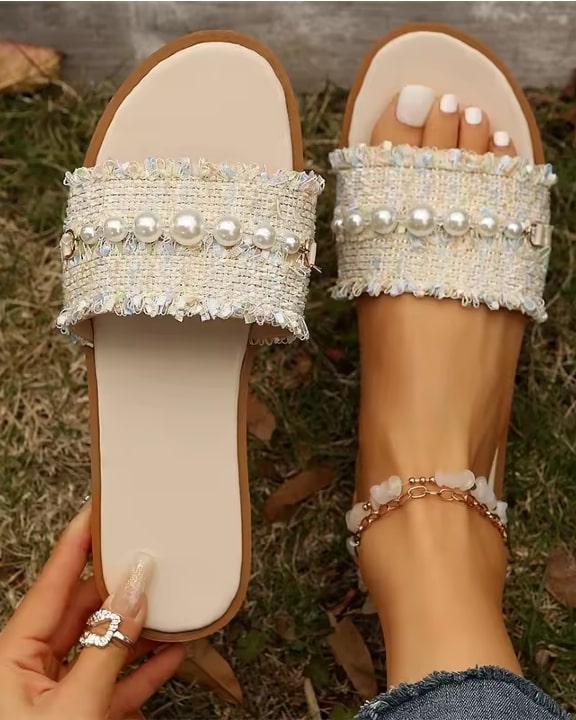  New Pearl Flat Sandals Babouche For Woman