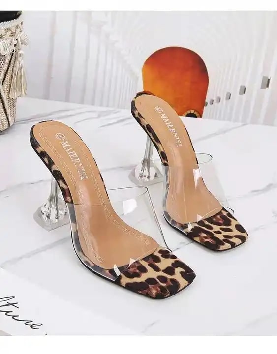 Pantoufles Sexy imprimé léopard femmes talons hauts