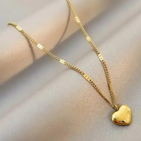 Collier avec coeur d'amour pour femme  En Acier Inoxydable 