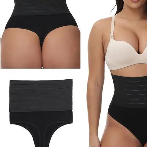 Culotte g-string pour femmes, taille haute, moulante, amincissante, contrôle du ventre