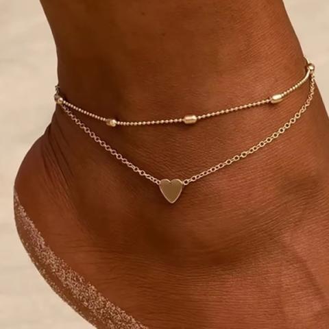 heart anklets for women Double layer anklets