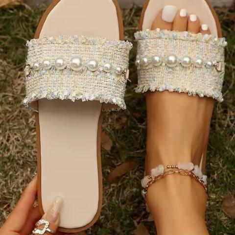  New Pearl Flat Sandals Babouche For Woman